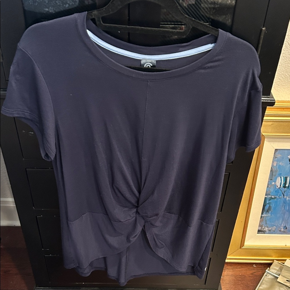 Women's Navy Blue Twist Front Top
